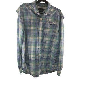 Vineyard Vines Harbor  Blue and Green Plaid‎ Button Down Shirt Size Large